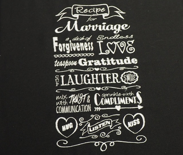 Embroidered Marriage Saying