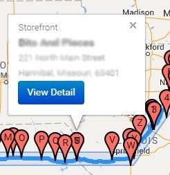 How get shop detail on the Quilter's Map/Trip Planner