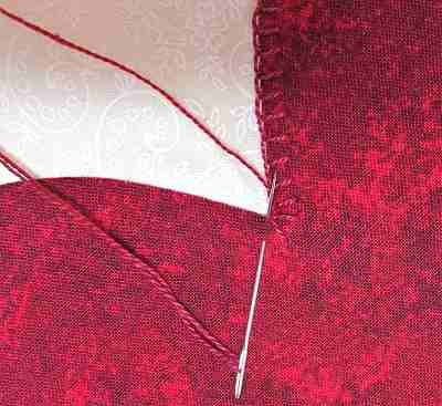 Stitching in the V with Blanket Stitch