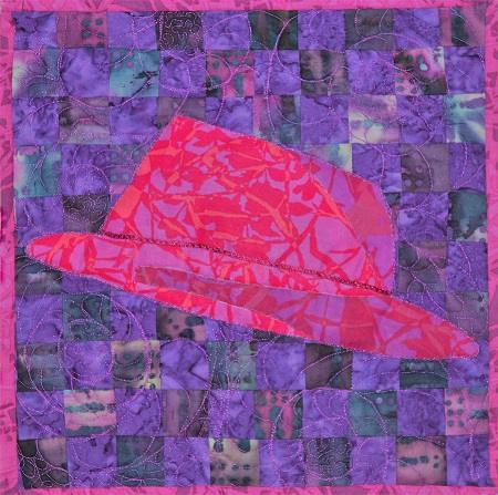 Almost Red Hat 1 - 12 X 12 quilt by Shannon Robeson