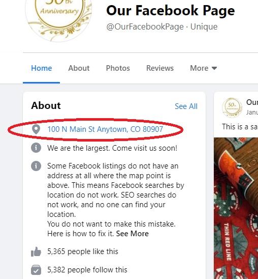 Facebook Page Address